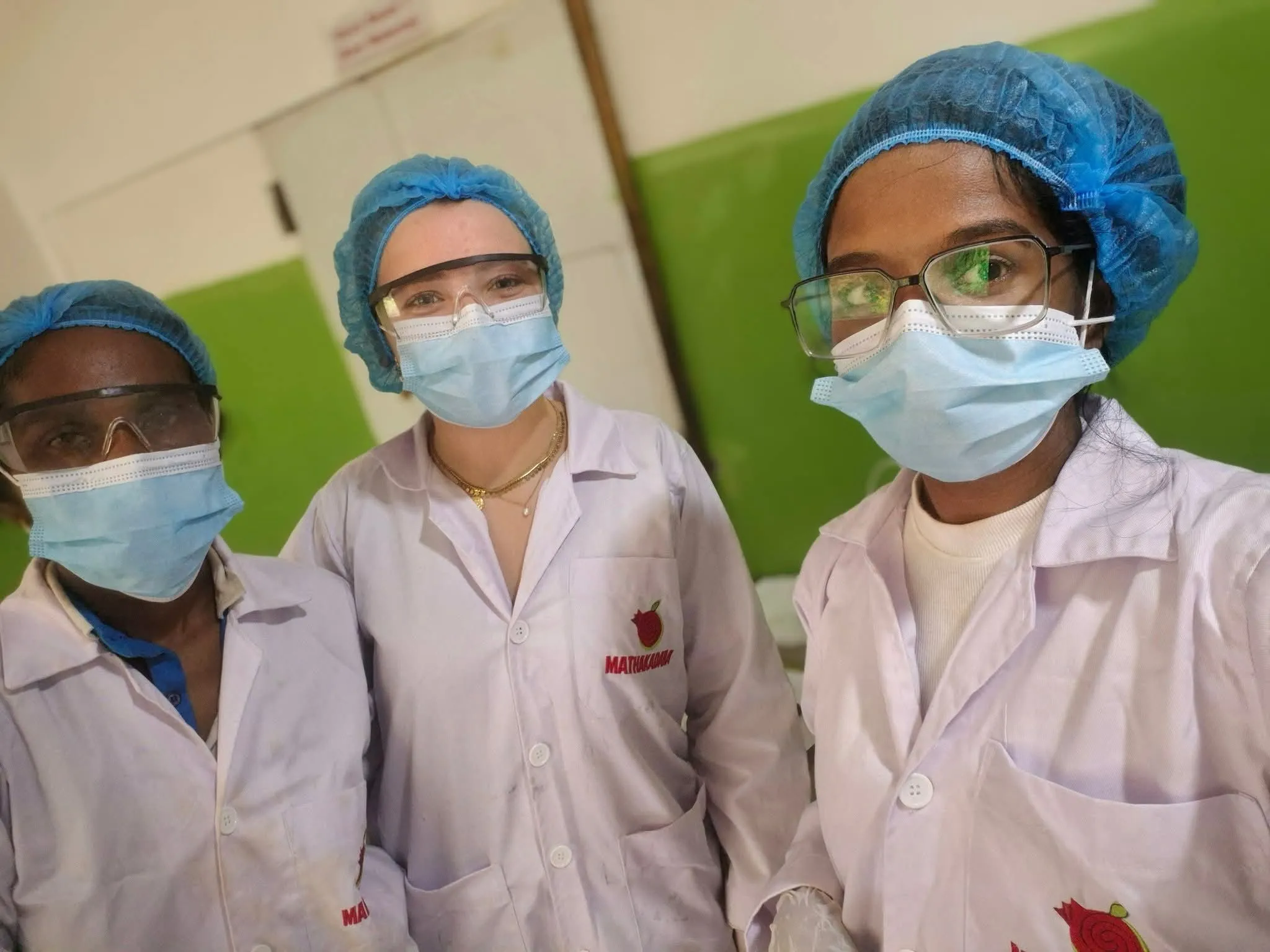 Foreign internship students working in Mathakadara organic production facility