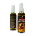 Mathakadara Delum Hair Oil spray bottles with black and gold herbal hair care packaging featuring pomegranate-inspired design